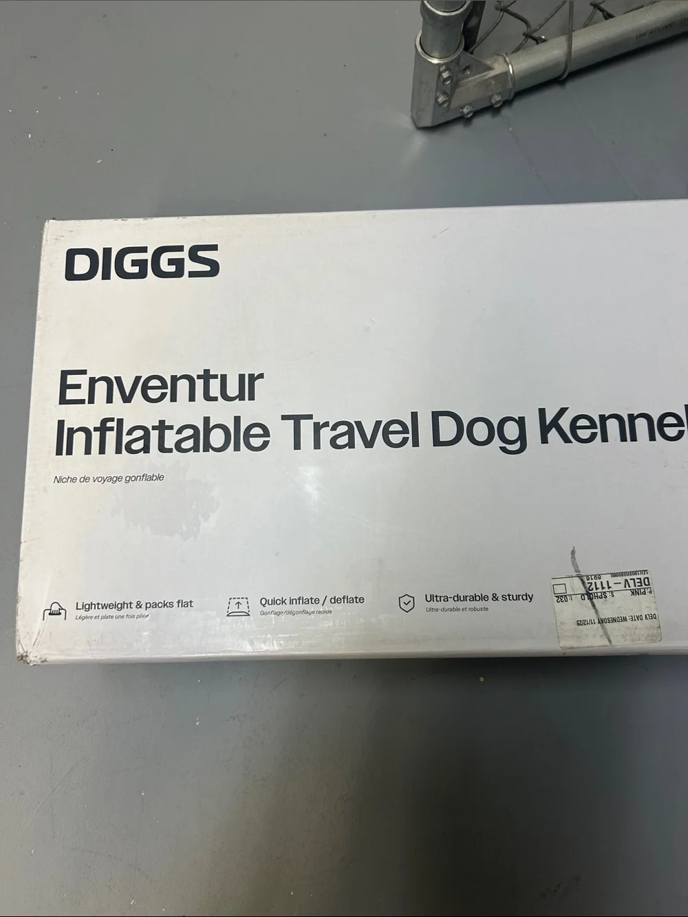 Enventur Inflatable Travel Dog Kennel — Gray